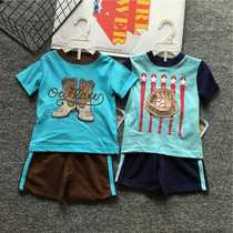Foreign trade export Europe and the United States simple cotton summer boys special cabinet short - sleeve T - shirt shorts two sets