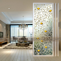 Fine art glass screen partition entrance shoe cabinet background wall double-sided effect carving tempered wealth tree