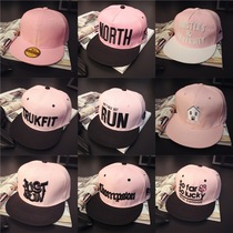 Korean version of the hip-hop hat female summer and autumn sun hat couple hat Korean male baseball hat Pink tide cap flat edge