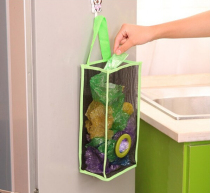 Portable hanging grid perspective hanging kitchen household garbage bag storage bag Plastic bag removable storage box