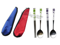 Korean bag chopsticks decal chopsticks set stainless steel spoon portable tableware Chinese style gift tableware