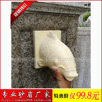 Artificial stone Sandstone stone round carving new water jet fish head European stone sculpture Garden landscape Glass fiber reinforced plastic sculpture