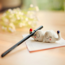 zakka mini ceramic Elephant home decoration Baby elephant Chopstick holder Chopstick holder Pen holder Chopstick holder