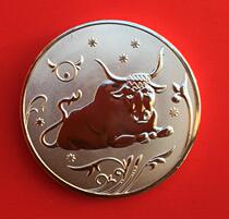 Silver-plated Constellation series Taurus Zodiac Medallion coin diameter of about 33mm Russia