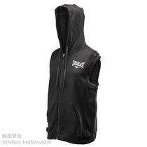 (US delivery) official genuine EVERLAST professional boxing training sleeveless hooded sweater men black