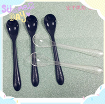 Frosted Clear Black Ice Cream Soup Dessert Spoon Disposable Small Spoon Pudding Spoon Ice Cream Spoon 72 Pack