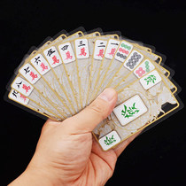 Crystal mahjong playing cards Travel travel portable cards Mahjong chess cards send chip coins Mini Mahjong cards plastic