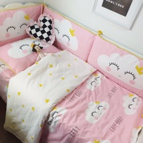 ins explosive crown pink clouds love female baby quilt cover sheets pure cotton bedding three or four-piece set