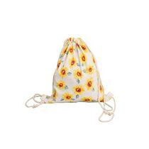 Cloth Art Homemade Cotton Hemp Double Shoulder Pumping Rope Backpack Fresh Students Items Travel Clothing Eco-friendly Shopping Bags Sunflowers