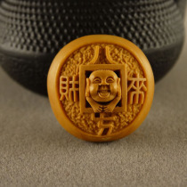 Four-flower core Zhao Cai Boy Qizhu Junlin Su Gong new pure handmade olive walnut carving single seed text play