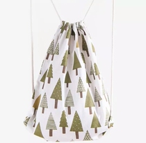 Buyi homemade male and female double shoulder backpack bundles pocket triangular tree pumping rope student travel eco-friendly collection bag Christmas tree