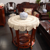 I love my home pure hand crochet hook Flowers Cotton Lace Hollowed-out Round Tablecloth cloth diameter 110-120CM