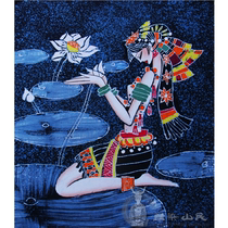 Modern decorative batik decorative painting batik photo frame painting core features crafts Lotus female 42x48cm