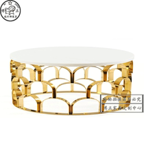 Modern minimalist stainless steel marble coffee table Nordic creative fashion living room round a few special-shaped corners a few small sides