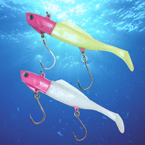 Big torpedo T-tail double single hook lead hook Luya sea bass silicone soft fish imported hook perch fake bait new product