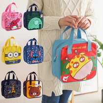 Waterproof cartoon childrens handbag lunch box bag Primary school student large office worker bento bag Canvas bag with rice small bag