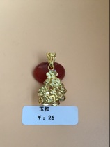 Manufacturer Direct S925 silver plated gold Amber Wax Green Gold Agate Fashion Pendant Flower Button