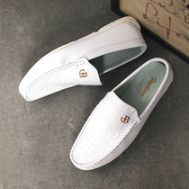 White Bean shoes mens 2021 summer new Korean version Joker breathable social lazy shoes mens casual leather shoes