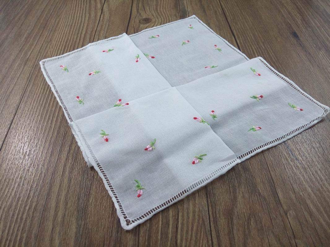 江南绣坊 纯手工抽纱刺绣薄棉手帕绣花礼品手绢 田园小碎花