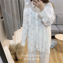 Japanese gp ice cream cone pajamas female summer long sleeve air conditioning clothing loose modal cotton home suit suit