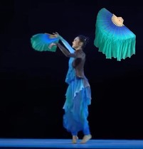 Peach and Li Cup repertoire dance a big river flower drum lamp fan silk double-sided gradient Haiyang Jiaozhou Yangge fan