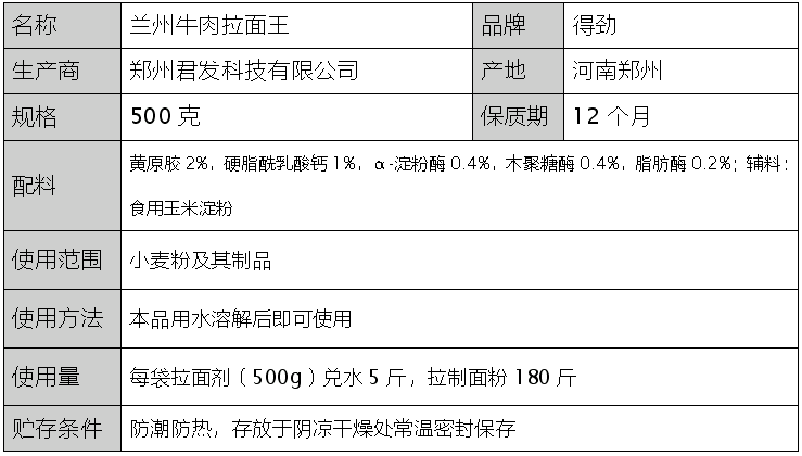 得劲兰州牛肉拉面王500g 蓬灰粉拉面剂替代品 面制品改良剂