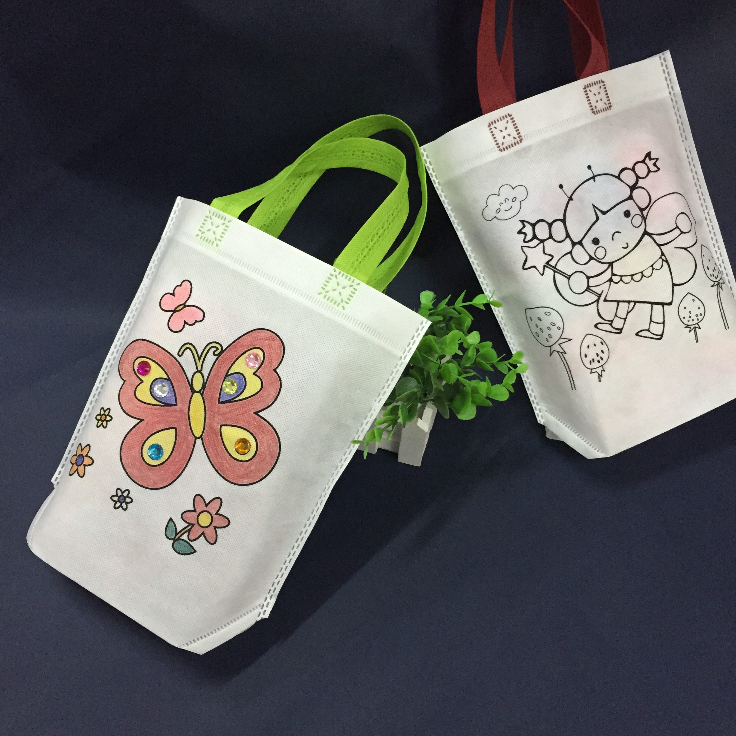 暑期幼教diy环保袋涂鸦包儿童手工制作涂色绘画材料 益智填色玩具