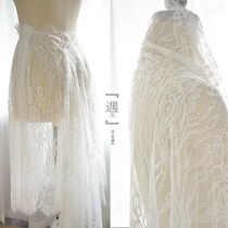 DIY hollow lace wedding dress accessories eyelash lace fabric sexy see-through clothing fabric White Black