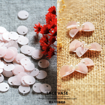 DIY round single hole hanging piece accessories wedding dress material hand sewn Matt sequins multi size light pink