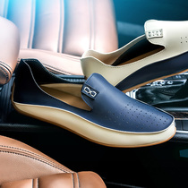 Hollowed-out bean-bean shoes Mens Inn business casual shoes Single shoes Summer bright side driving leather shoes Lazy Man a foot pedal boat shoe