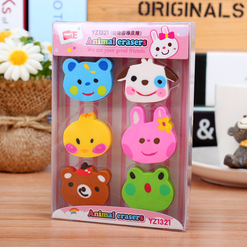 cartoon zoo eraser children’s cute creative stationery eraser pupils stationery prize wholesale