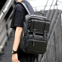 Cortical Double Shoulder Bag Men Backpack Business Commute Leisure Travel Bag Waterproof Large Capacity Computer Bag Student School Bag