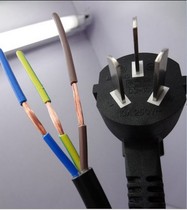 Plug power cord three holes pure copper 3-core 1 0 square bare wire tail with plug power cable