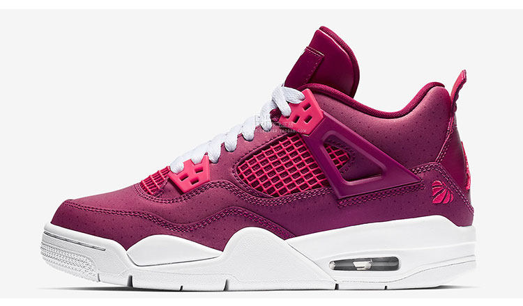 air jordan 4 gs乔aj4情人节限定白粉桃心玫红女篮球鞋487724-661