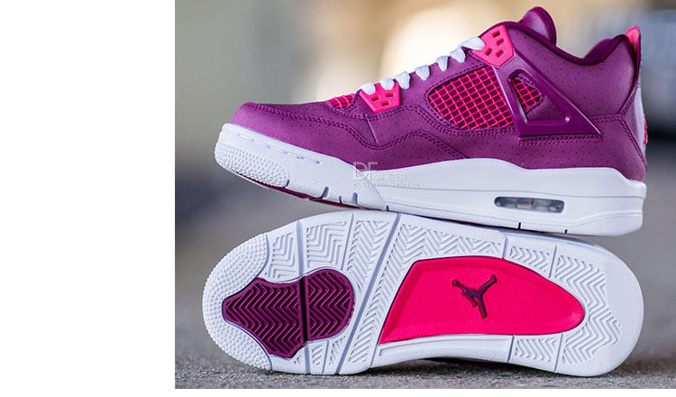 air jordan 4 gs乔aj4情人节限定白粉桃心玫红女篮球鞋487724-661