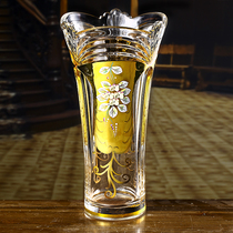 Gauss transparent glass rich bamboo living room vase creative Nordic modern simple 22K gold gold enamel vase