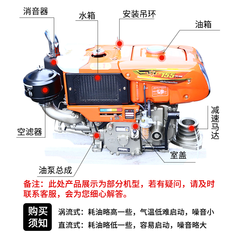 Kubo Tian H Hand-powered electric starting diesel engine RK80DI-2 agricultural single cylinder water cooled engine manufacturer straight for-Taobao