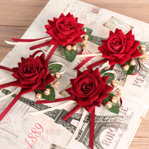 Excluding the beautiful Chinese style European wine red Groom Bride wedding corsage flower wedding flower meeting