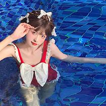 Japanese Butterfly Knot Swimsuit Woman Pure Desire Wind Student Conservative Adolescent Girl Day Ensemble Cute Veil and Slim Soak Hot Springs