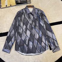 2022 Fashion new rhombus Gamelenet Wind Design Leisure Business Gentleman 100 hitch mens long sleeve shirt
