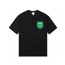 Spring Summer Trendy New Weave Fake Pocket Design Casual Comfort Minima 100 hitch round collar short sleeve couple the same