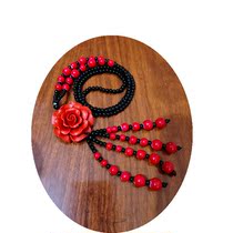 Womens ethnic cinnabar necklace rose necklace red necklace pop necklace