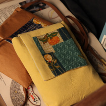 Japan-style Art Retro New Slanted Satchel Cotton Numb Ancient Cloth Splicing Mobile Phone Bag 100 Hitch Canvas China Wind Skew Satchel