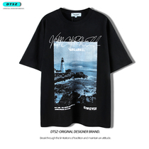 West coast printed short sleeves T-shirt male ins Chauffo American hip hop hiphop American street loose pure cotton clothes summer