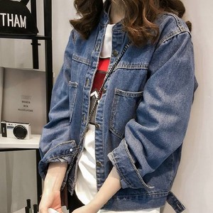 New denim jacket loose BF wind long sleeves pocket jacket