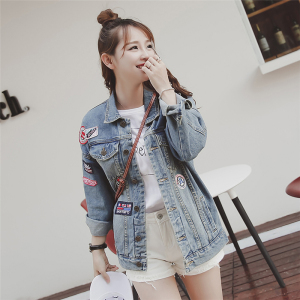 Cowboy Coat Korean version of tide cloth badge large code denim