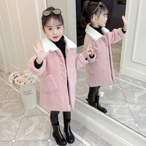 Girls coat autumn winter 2020 new Korean version of the Korean version Childrens mink suede thickened in the middle of a large coat