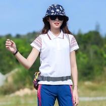 Outdoor short-sleeved quick-drying clothes womens T-shirt womens lapels slim print sweat-absorbing breathable quick-drying clothes sweatshirt summer