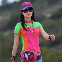 Outdoor short-sleeved quick-drying clothes womens T-shirt female stand collar slim slim color-absorbing breathable and quick-drying plus size Summer