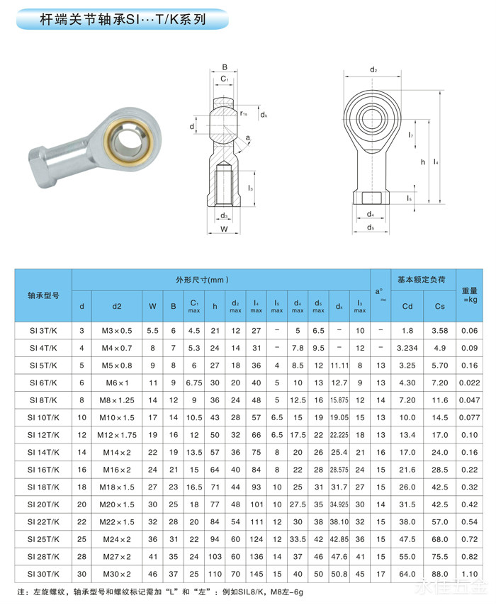 杆端关节轴承鱼眼接头si5t/k 6 8 10 12 14 16 18 20